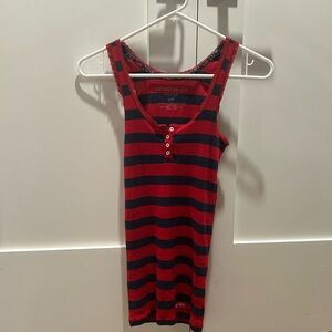 Aeropostale Red and Navy Striped Tank Top